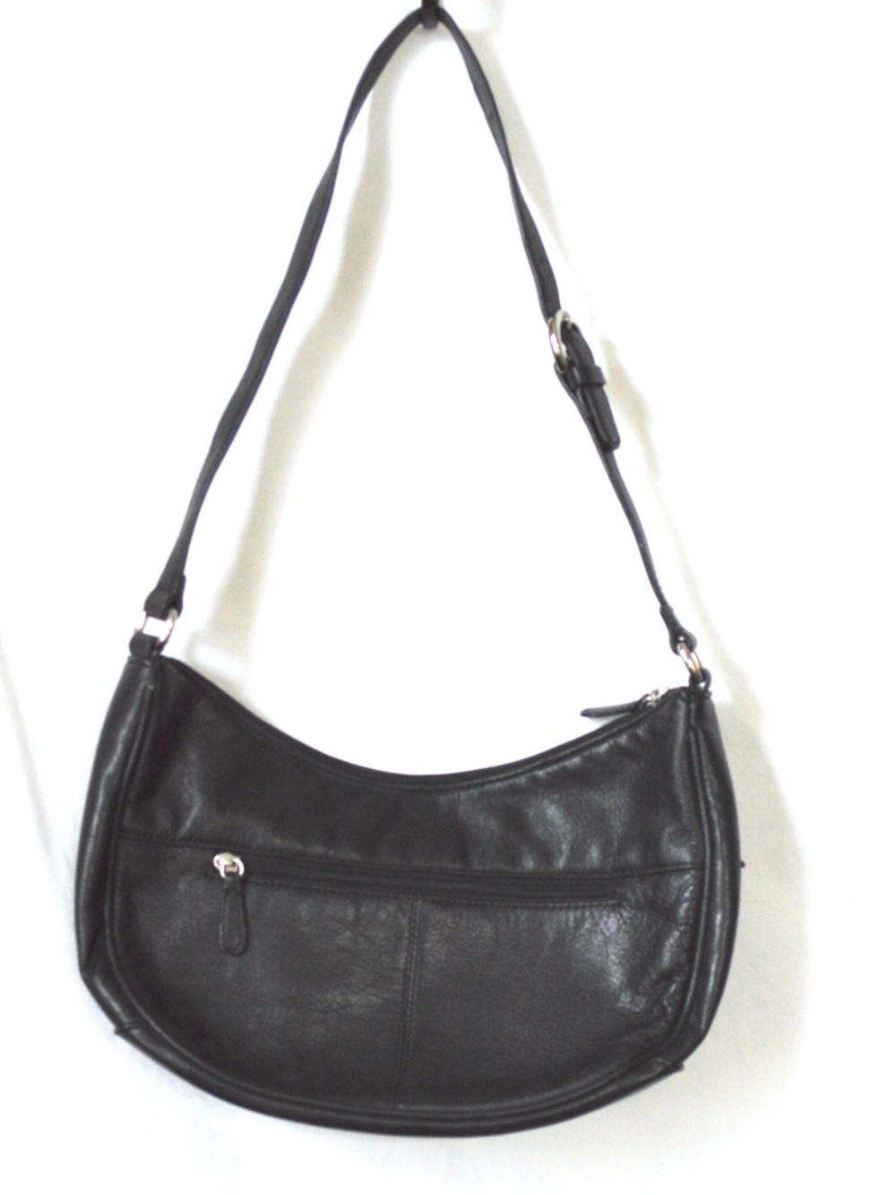 Gianni Bernini Black Leather Shoulder Purse Bag Adjustable Strap